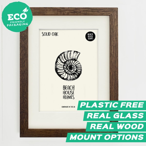 Marco de fotos de roble macizo oscuro / Marco de fotos / A2, A3, A4, A5, A6, 5x5, 5x7, 6x8, 8x10, 11x14 / Hecho a mano / Familiar / Foto / Boda / Moderno