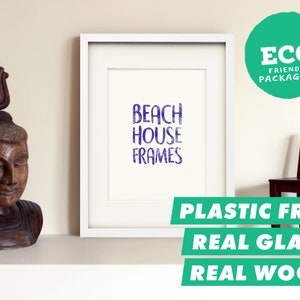 A5 White Frame |  A5 White Picture Frame | A5 White Photo Frame | Handmade in UK | Plastic Free | High Quality | Mounted option Black Frame