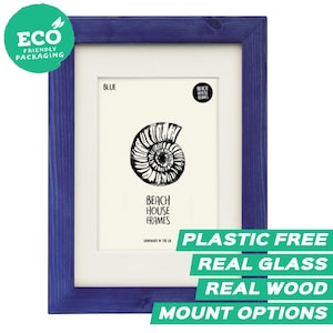 A2, A3, A4, A5, 5x5, 5x7, 6x6, 6x8, 8x10, 11x14 Picture Frame | Blue | Handmade | Photo Frame | Mounted option | Free standing | Modern