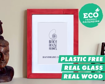 Red Picture Frame Wooden Frame Wood Picture Frame A4 Wood Photo Frame A2 Rustic Picture Frame Red Wood Frame Red Wedding Frame