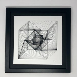 Impresión de doble teseracto / Cubo geométrico meditativo para pared o estante / Decoración abstracta matemática / Cumpleaños / Navidad / Aniversario