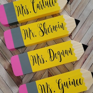 Wooden pencil, Teacher name sign, Wooden name sign