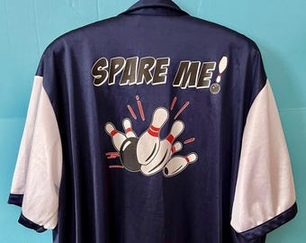 Retro Men’s Bowling Shirt “Spare Me” Royce ABC 700 Series Vintage Upcycled (XL)