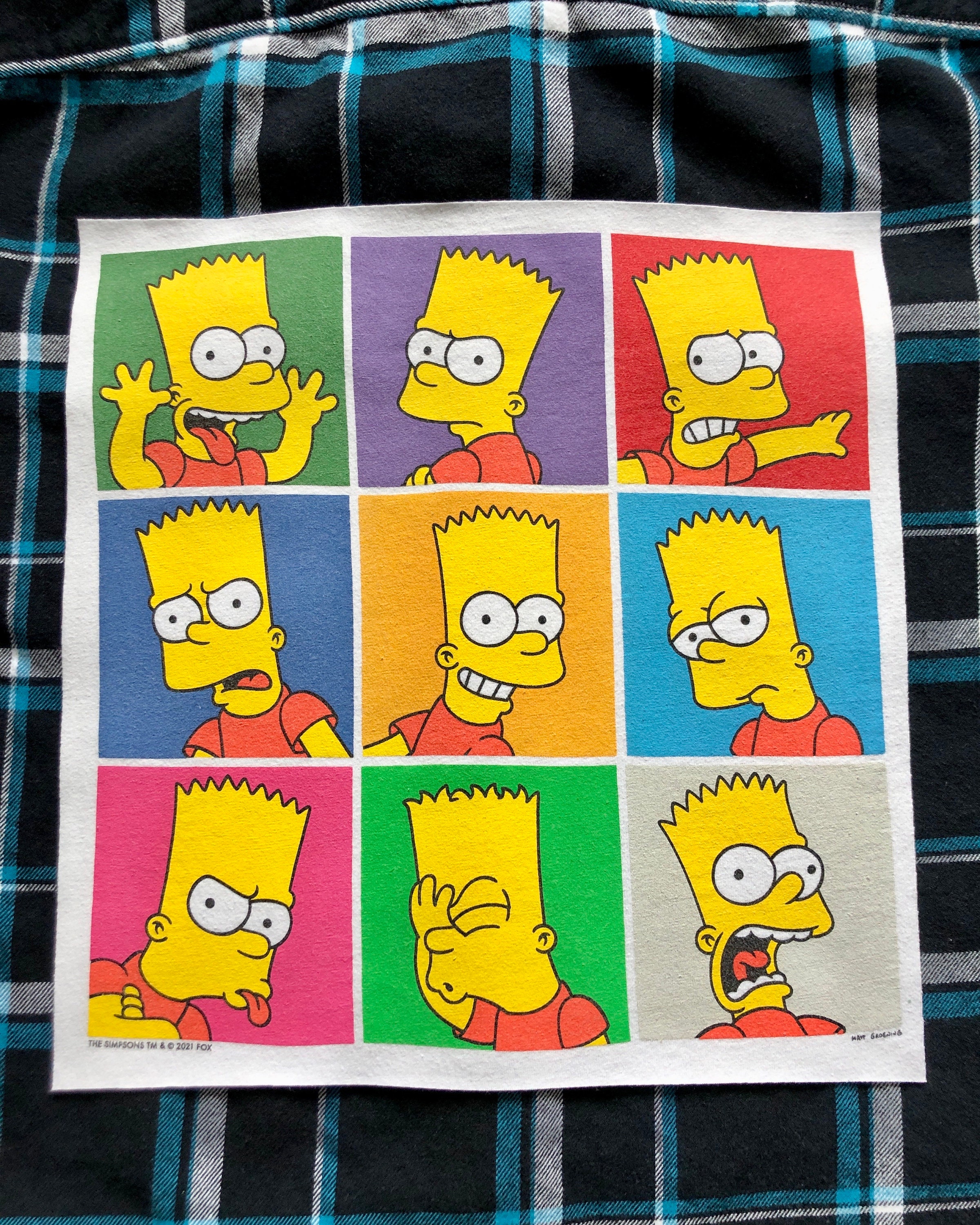 Custom Made Upcycled Simpsons Bart Simpson 90s Cartoon Retro Flannel ...