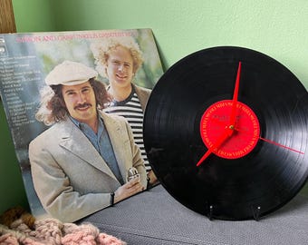 Simon and Garfunkel Greatest Hits Upcycled 12” Vinyl Record Rock Clock