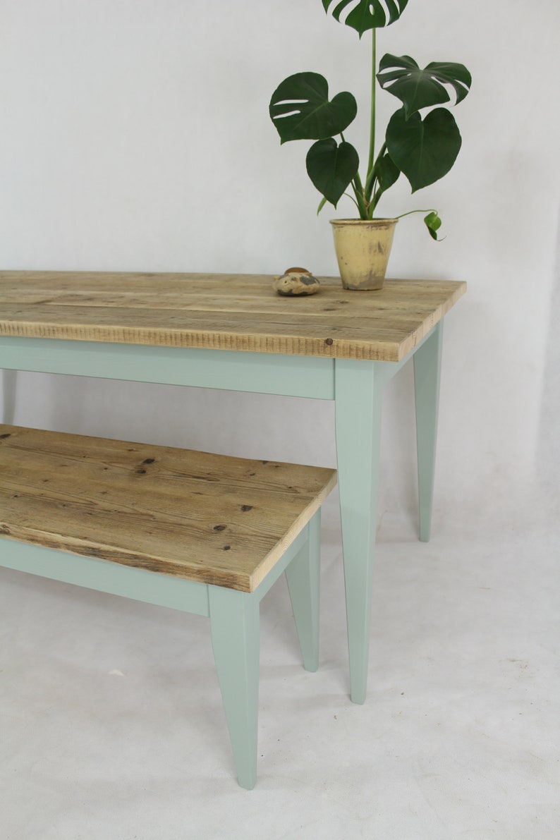Reclaimed Wood Farm House Table and Bench Etsy UK