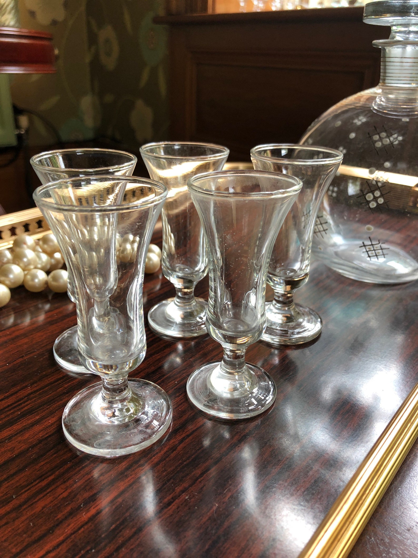 Lovely set of 5 vintage mid century Sherry / aperitif glasses. Etsy