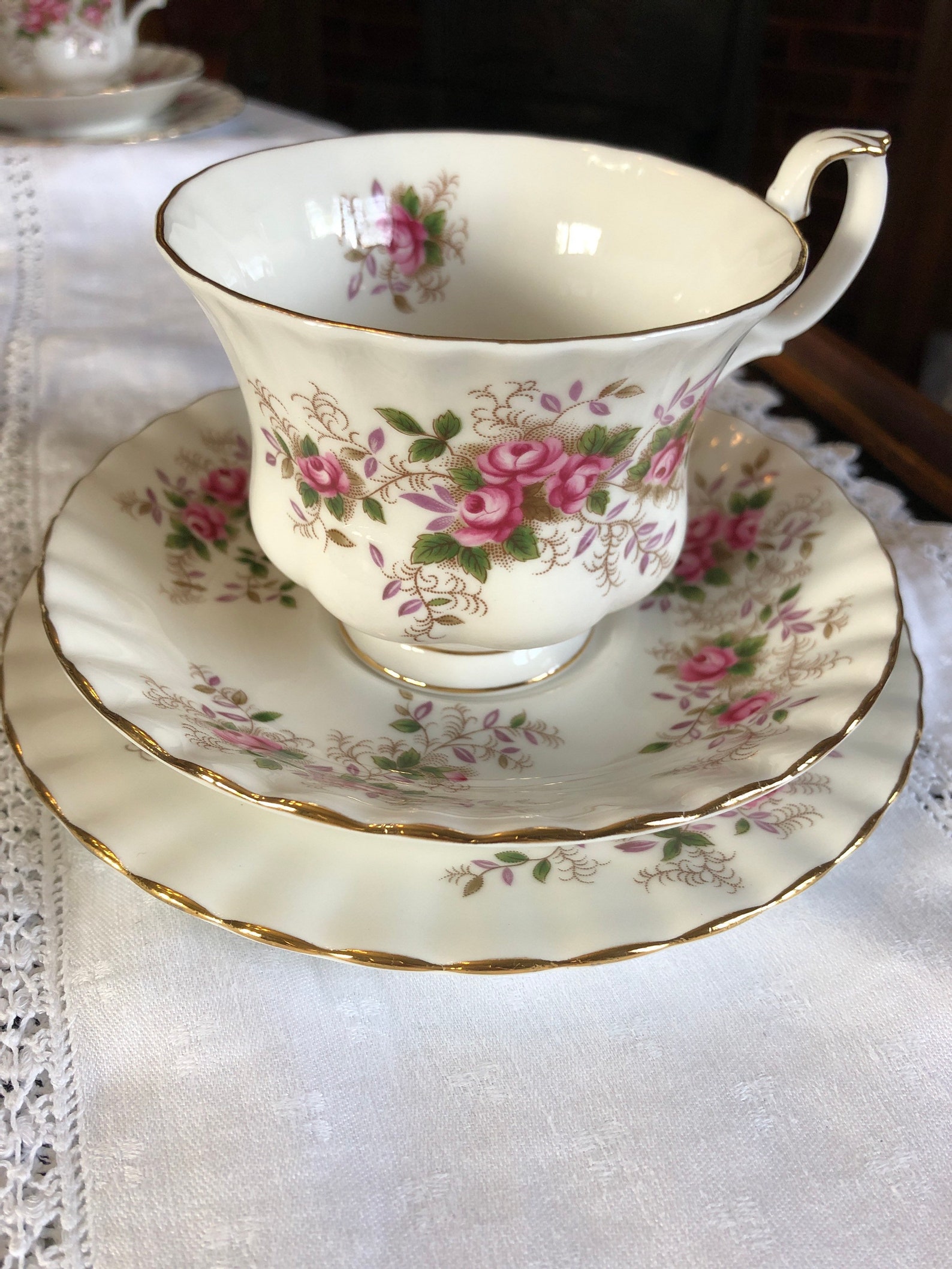Vintage Royal Albert Lavender Rose china cup trio. C 1970. Etsy