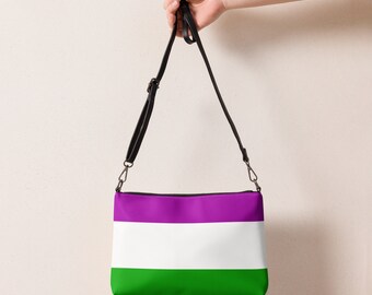 Suffragette Stripe Faux Leather Crossbody Bag