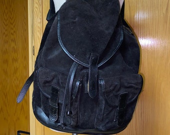 Vintage TEAMBASE STURMP large black leather duffel rucksack backpack bag