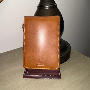Vintage Y2K COACH Custodia per telefono Blackberry pieghevole in pelle marrone chiaro britannica EUC