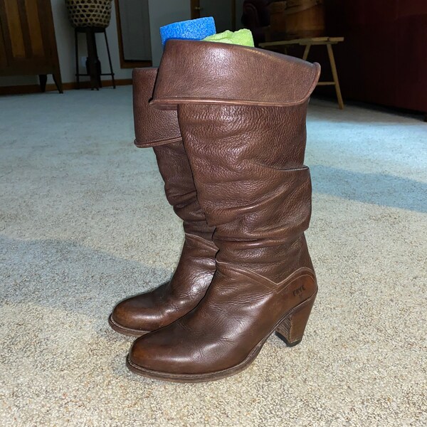 genuine leather slouch boots
