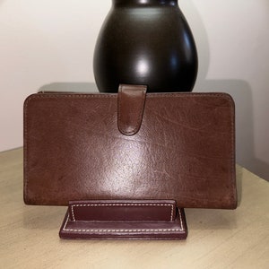 Vintage COACH Brown Water Buffalo Leder Bifold schlanke Scheckheft-Kreditkarten-Brieftasche