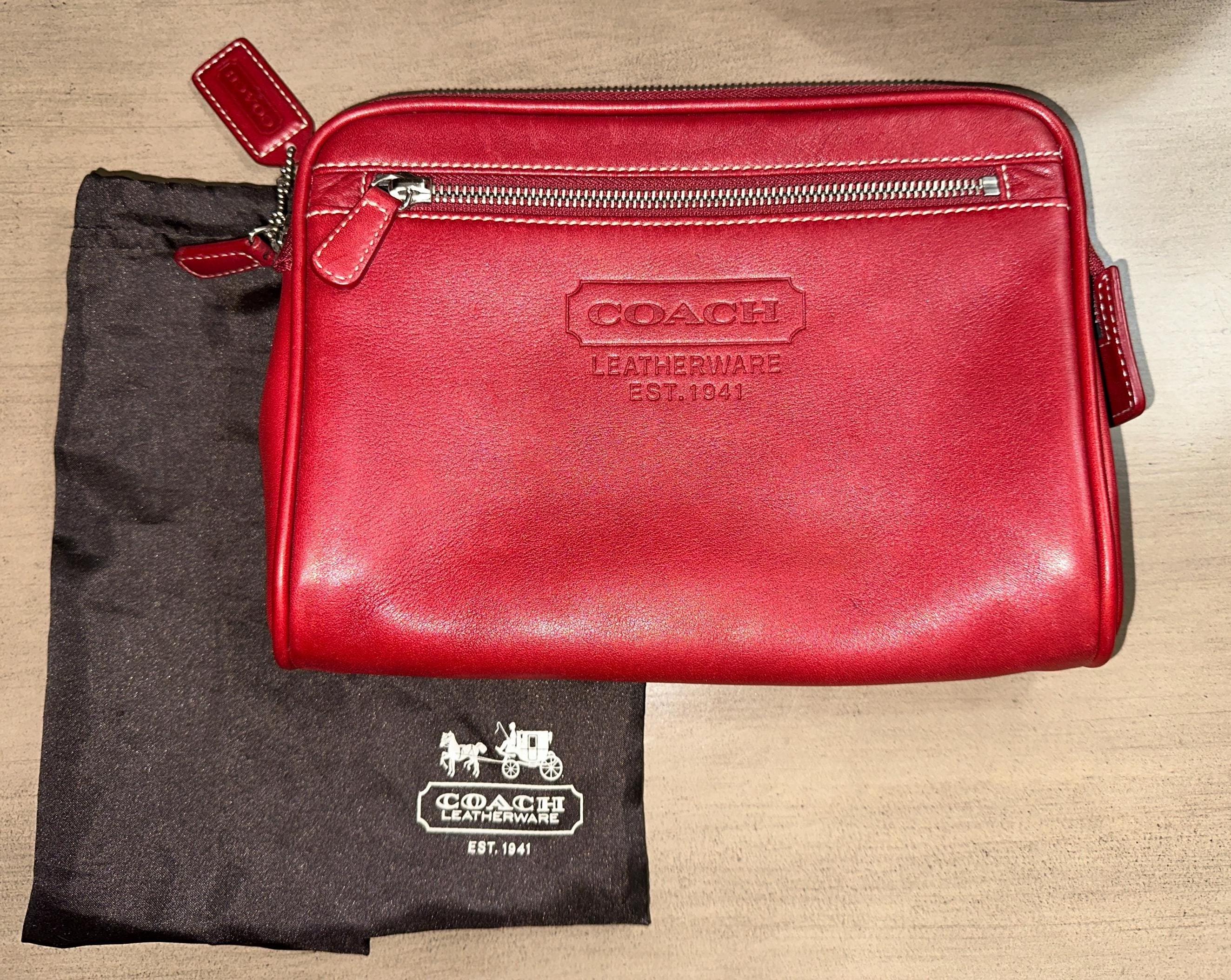 Authentic Y2K COACH Leatherware Red Leather Small Zippered Pouch