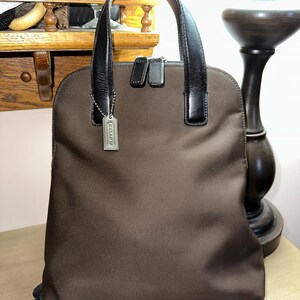 Vintage COACH Mercer Brown Nylon Canvas & Black Leather Mini  display picture 3