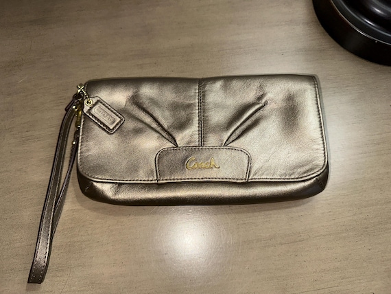Y2K COACH Ashley Bronze Leather Flap Clutch Wristlet 46308 EUC - Etsy