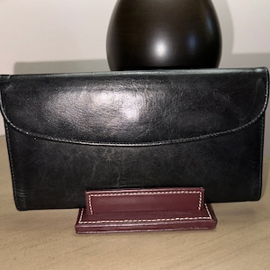 Vintage COACH Black polished calfskin leather Combination checkbook wallet Made in USA 4859