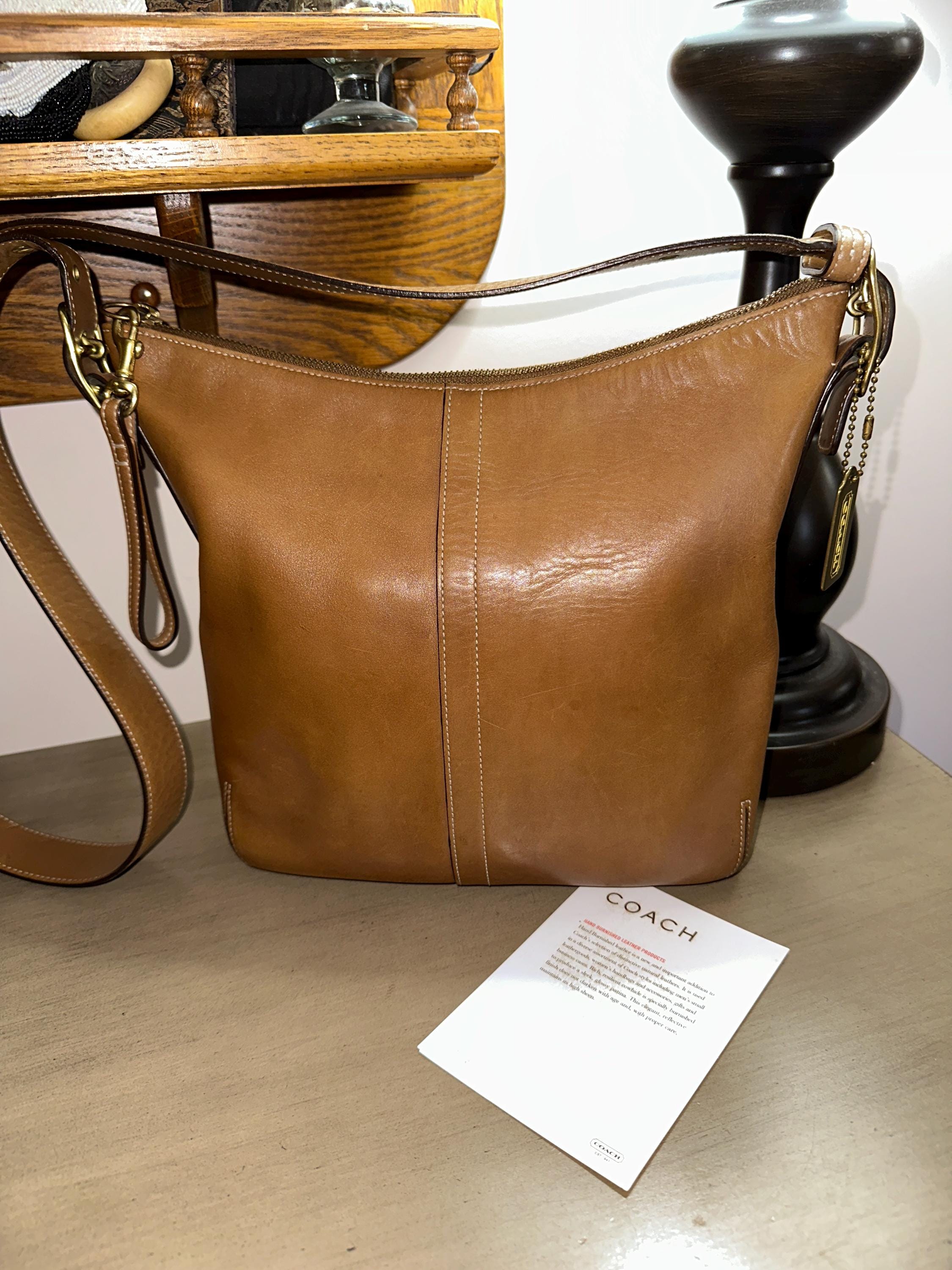 Y2K COACH Legacy Fawn Leather Top Zip Slim Duffle Crossbody Bag