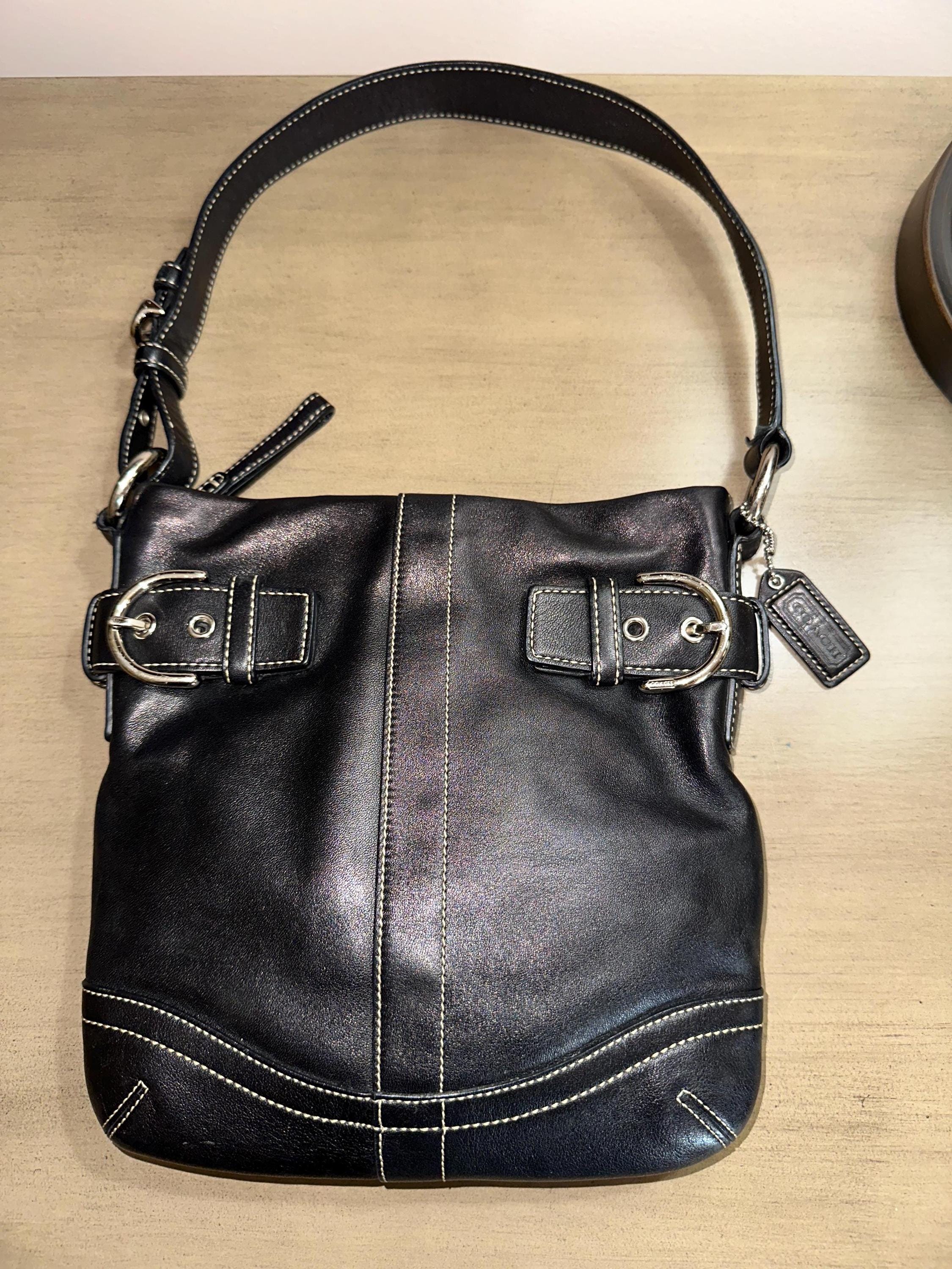 Vintage Y2K COACH Soho Leather Slim Duffle Shoulder Bag Purse 1453