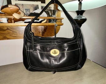 Vintage Coach Ergo Bag: Black Leather Shoulder Purse, No. A04M