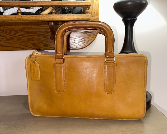 Vintage 1980's COACH Slim Satchel Compact Saddle Leather Bag Purse
