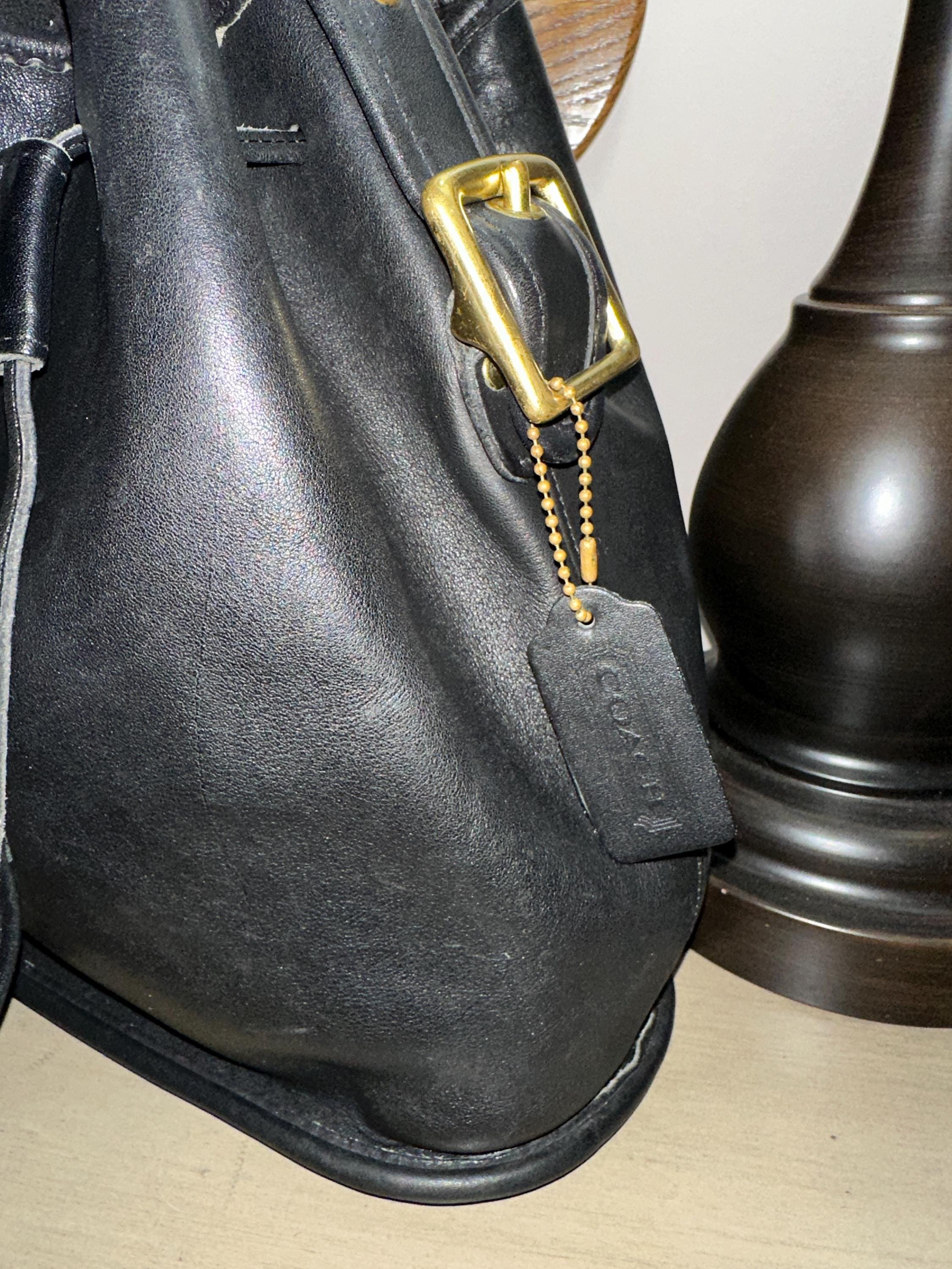Vintage COACH LULA LEGACY Black Leather Drawstring Cinch