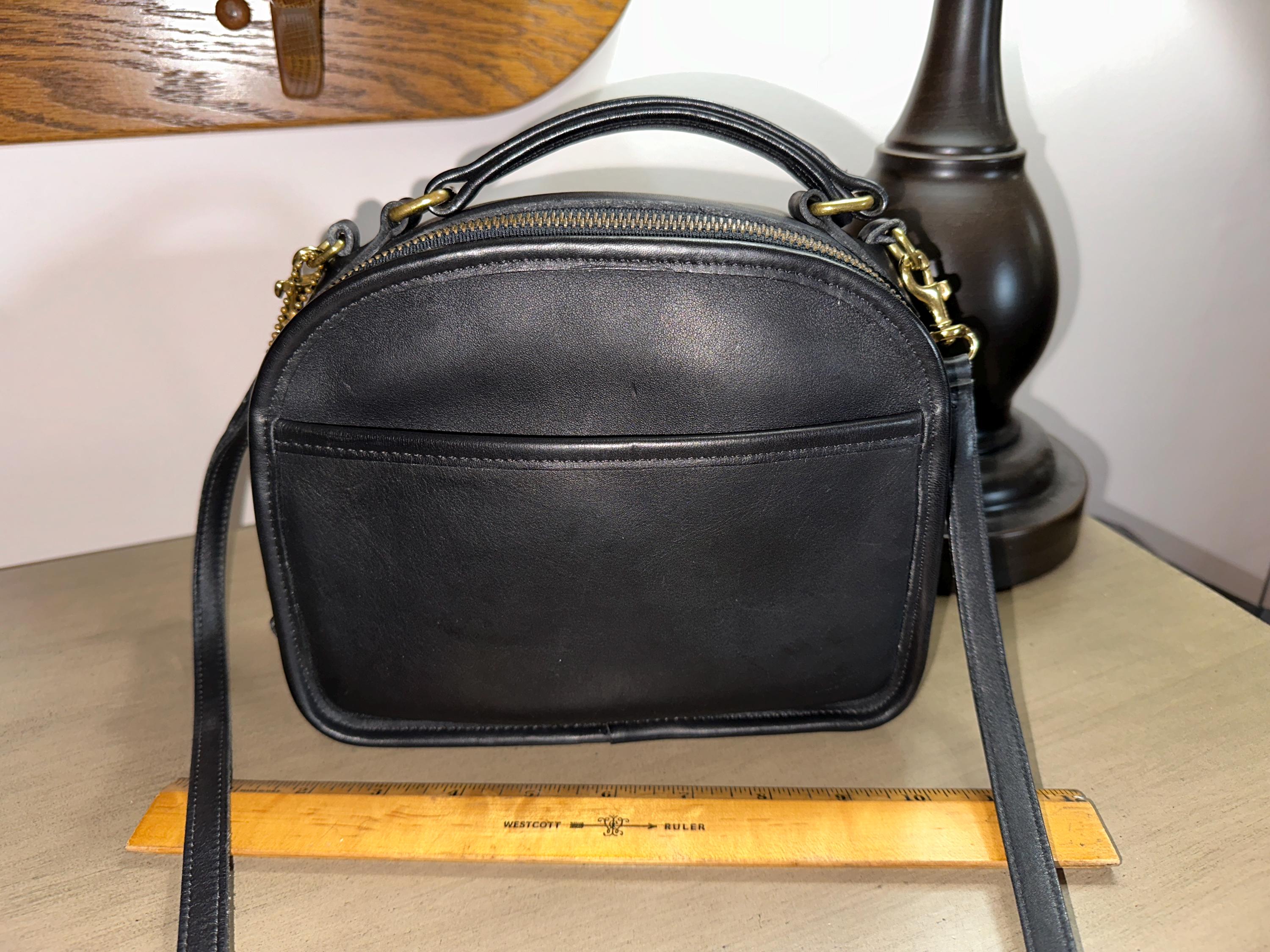 Vintage COACH Lunch Box Black Leather Crossbody Satchel Bag