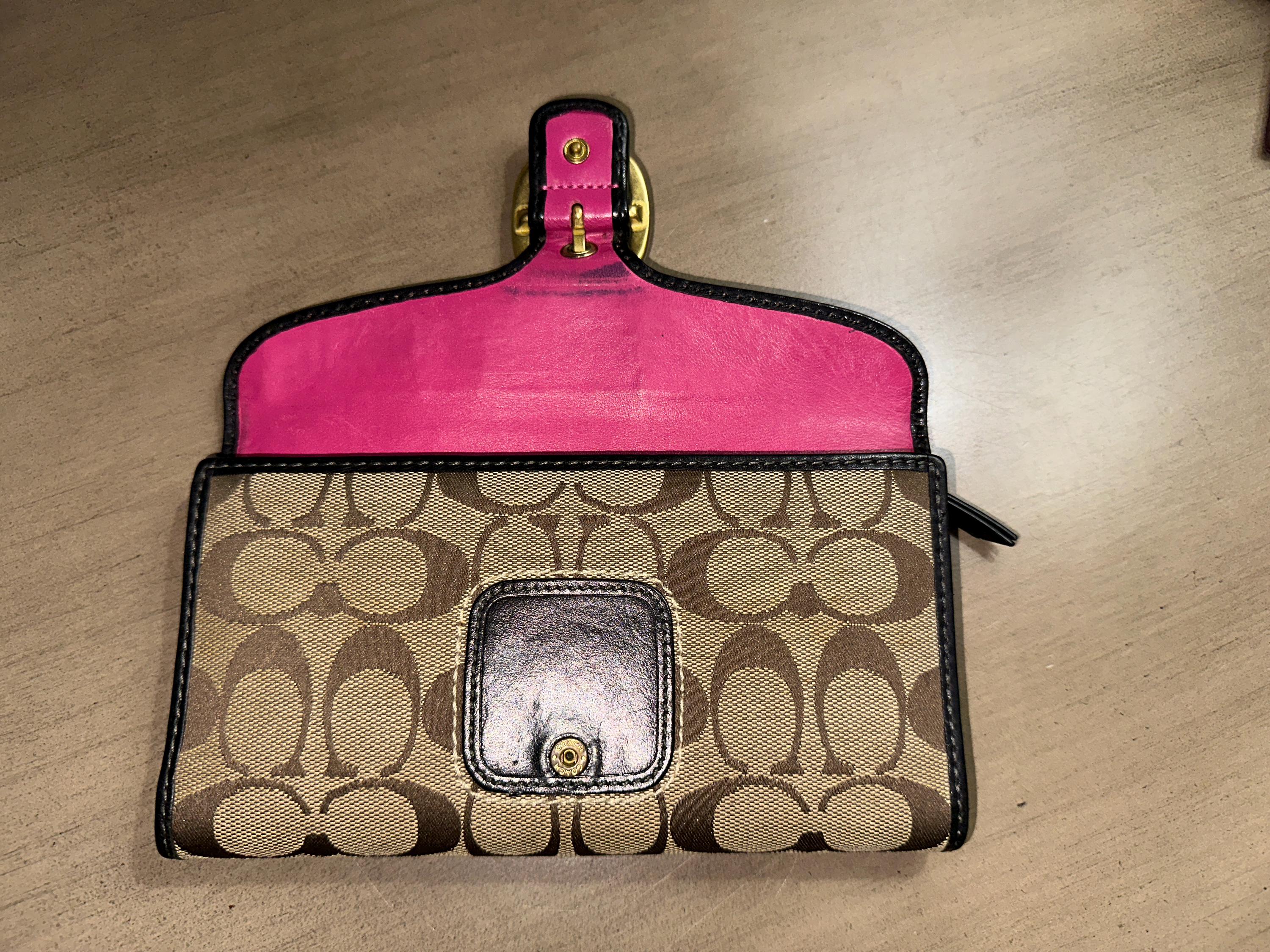 小物 Coach Bleecker Signature Flap Wallet Vintage Y2K COACH Bleecker Signature Jacquard and Black Leather