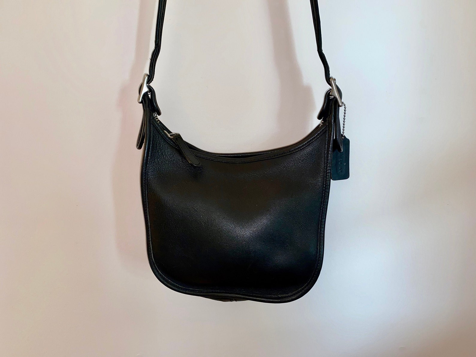 Vintage COACH Janice's Legacy black leather crossbody bag Etsy