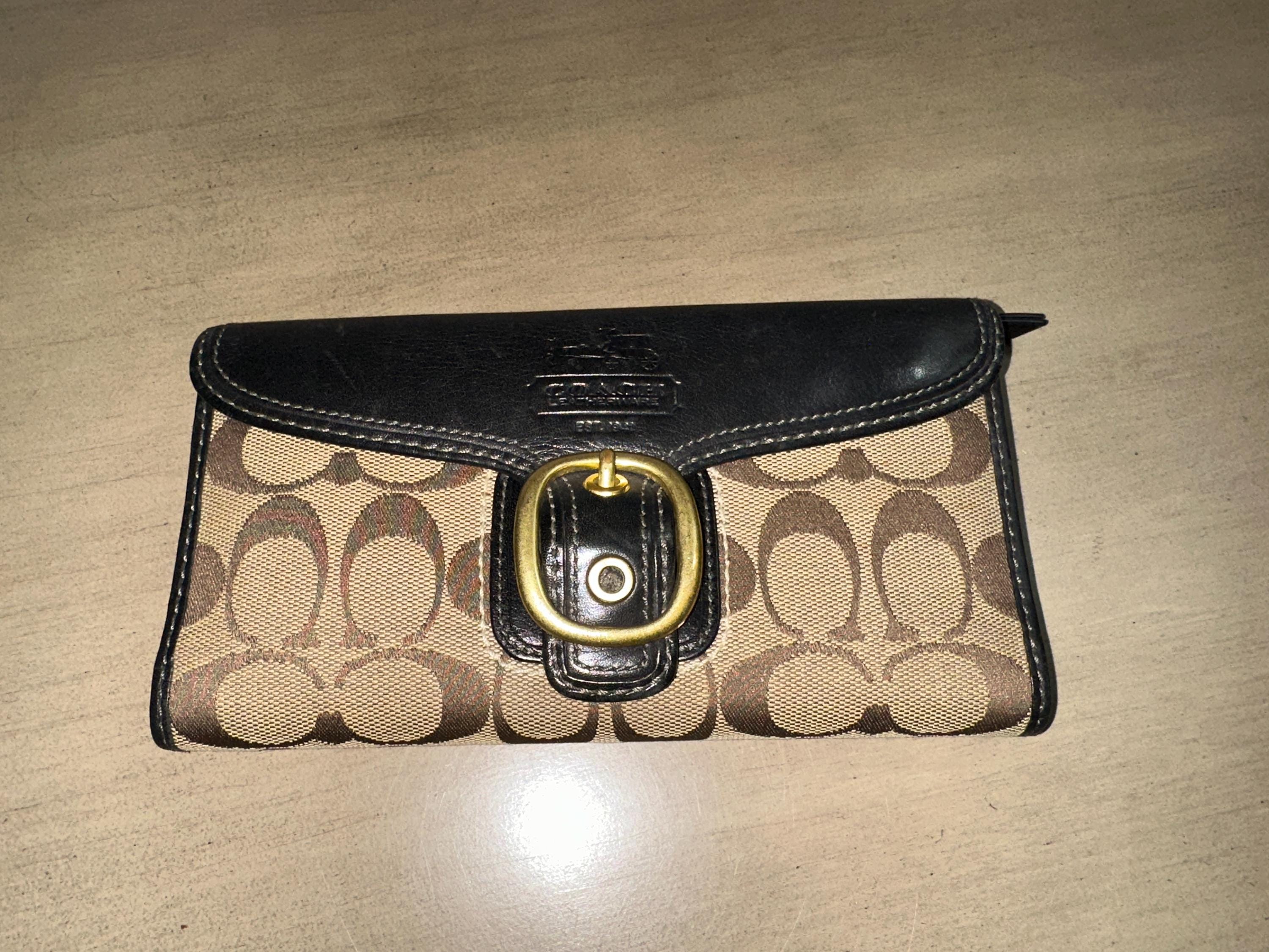 Vintage Y2K COACH Bleecker Signature Jacquard and Black Leather 