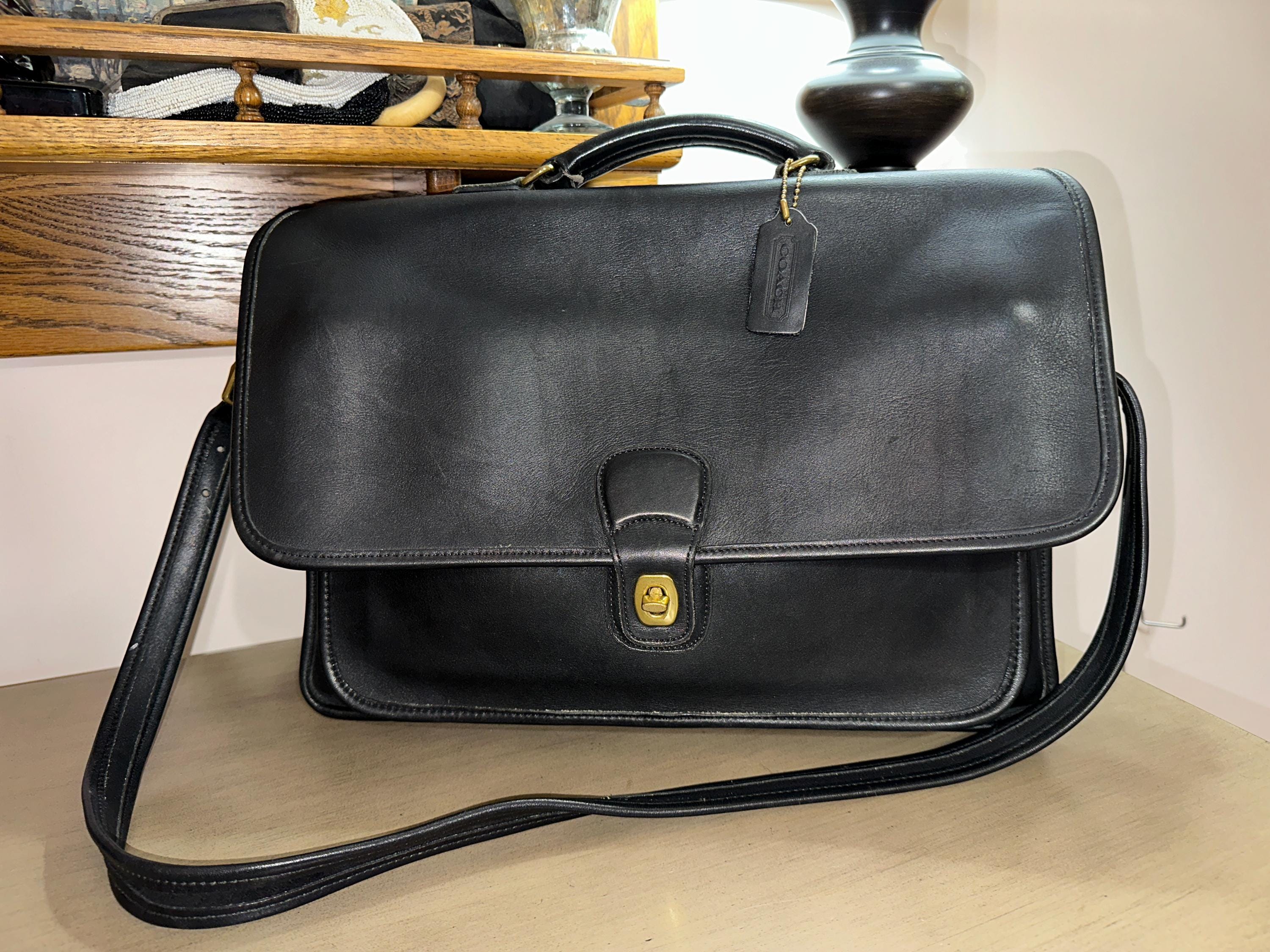Vintage COACH Classic Metropolitan Black Leather Large Briefcase