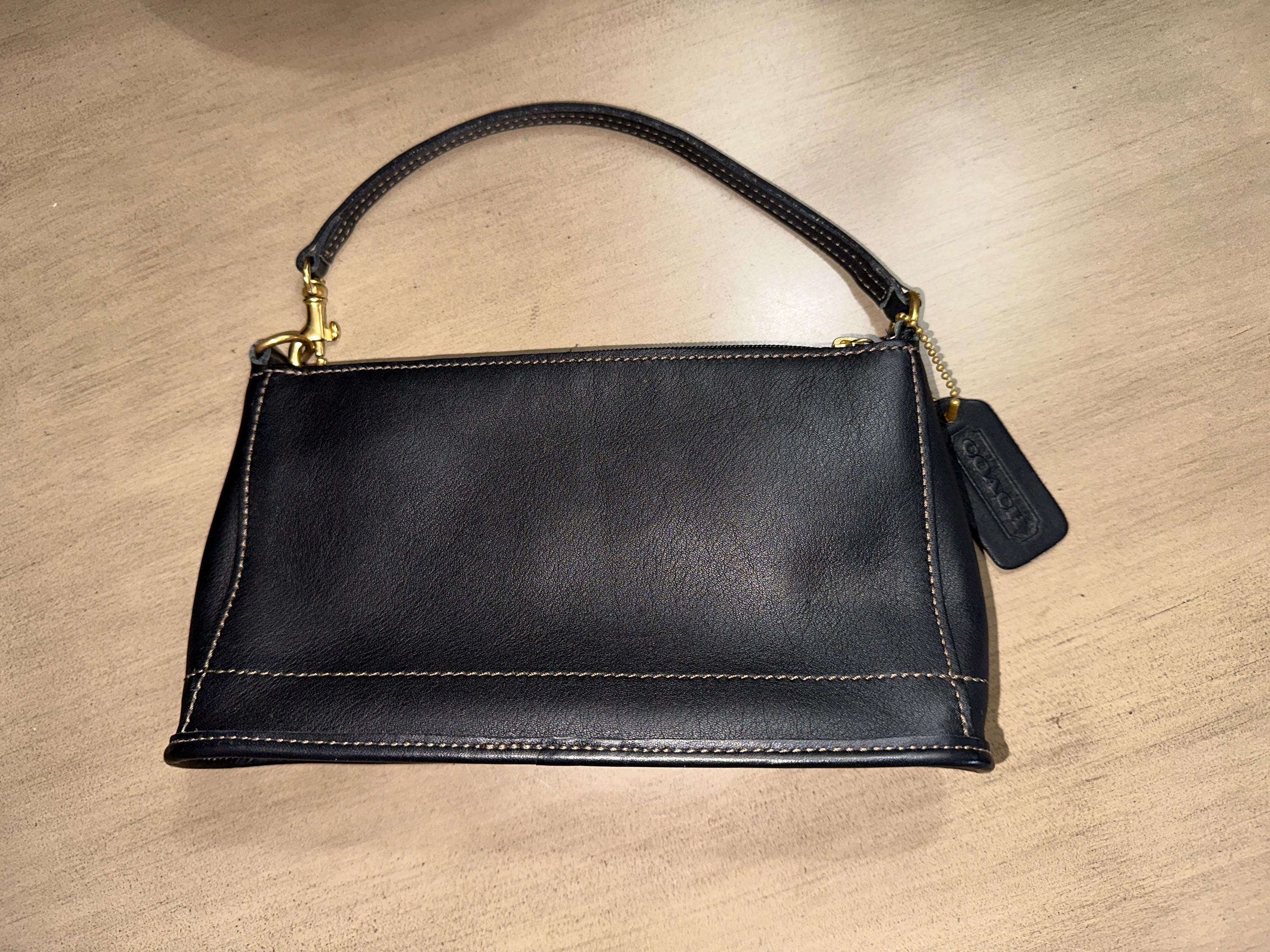 Vintage COACH Bleecker Black Leather Demi Zip Bag Purse 9311 EUC