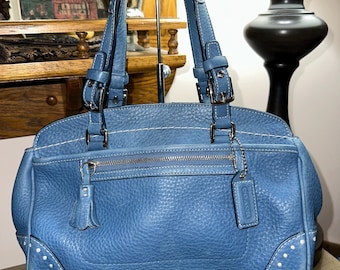 Coach Soho Blue Pleated Leather Buckle Flap Shoulder Bag – Classic