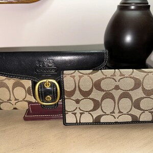 Coach Brown Leather Checkbook Wallet - Etsy