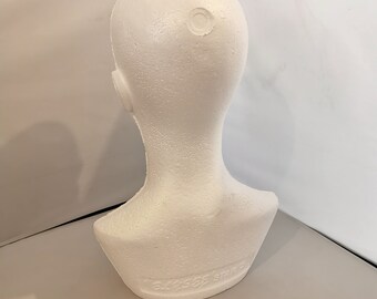 Tête De Mannequin En Mousse Pour Présentation - Hauteur 28 Cm, Couleur Blanche, Neuve