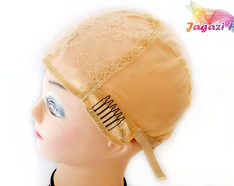 Blonde Wig Base. Wig Making Cap. Weaving Cap with Combs and Straps