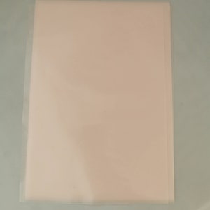 May include: A light pink sheet of paper inside a clear plastic folder.