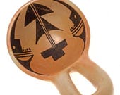 Vintage Hopi Tewa Pottery Spoon Ladle Old Pueblo Design 0029