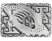 Overlaid Silver Bear Paw Belt Buckle Handmade by Thomas Begay 0511