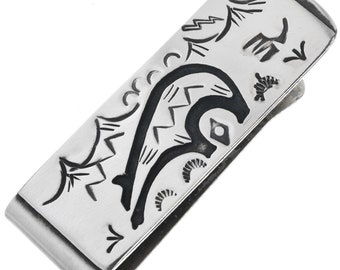 Silver Walking Bear Belt Buckle Navajo Handmade by Thomas Begay 0072