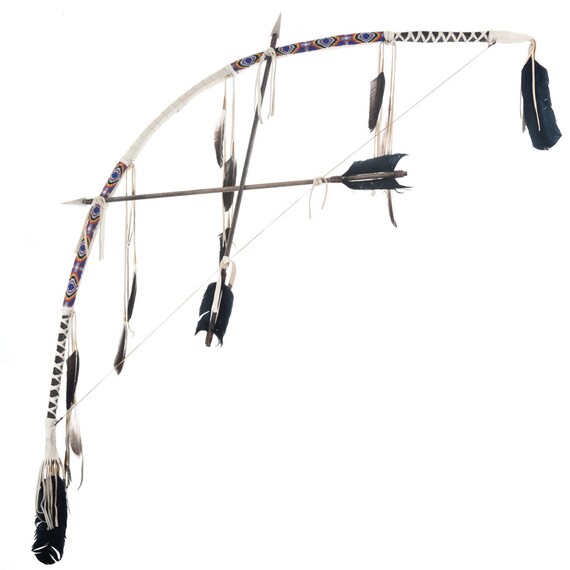 Indian Beaded Buckskin Bow And Arrows Southwest Decor Wall Etsy