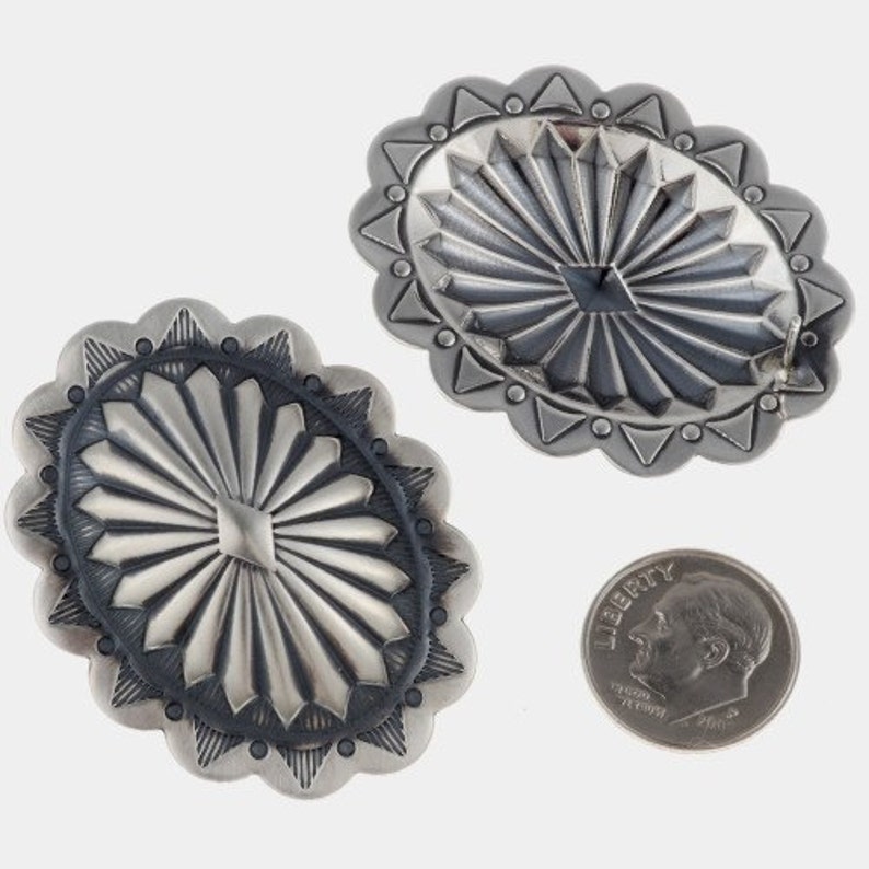 Navajo Jewelry Sterling Concho Earrings Posts Stamped Santa Fe Style