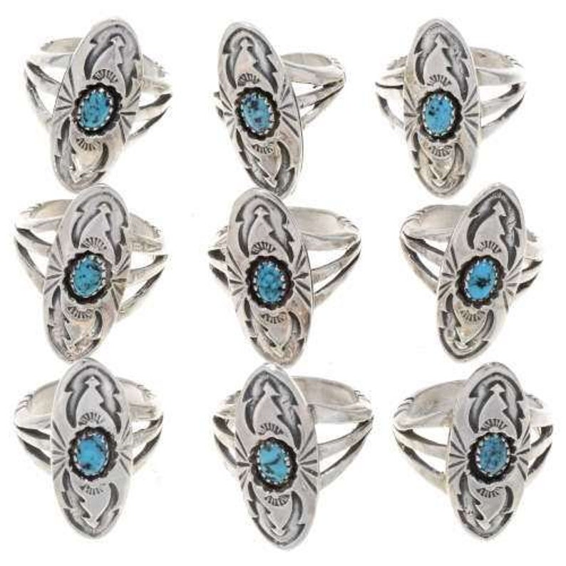 Natural Kingman Turquoise Ring Ladies Navajo Pointer Style