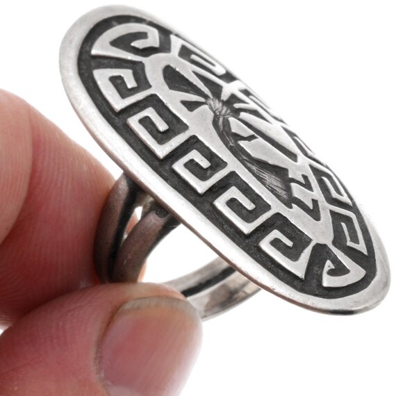 Vintage Hopi Overlaid Sterling Kachina Ring Kokop… - image 2