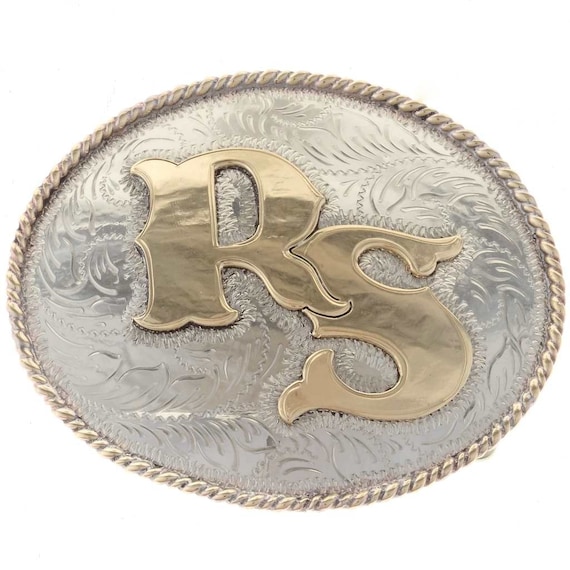 Silver Belt Buckle With Initials