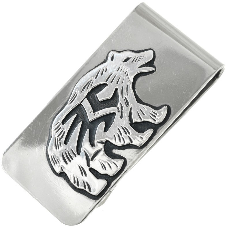 Silver Native American Bear Money Clip By Navajo Richard Singer 0098 - 