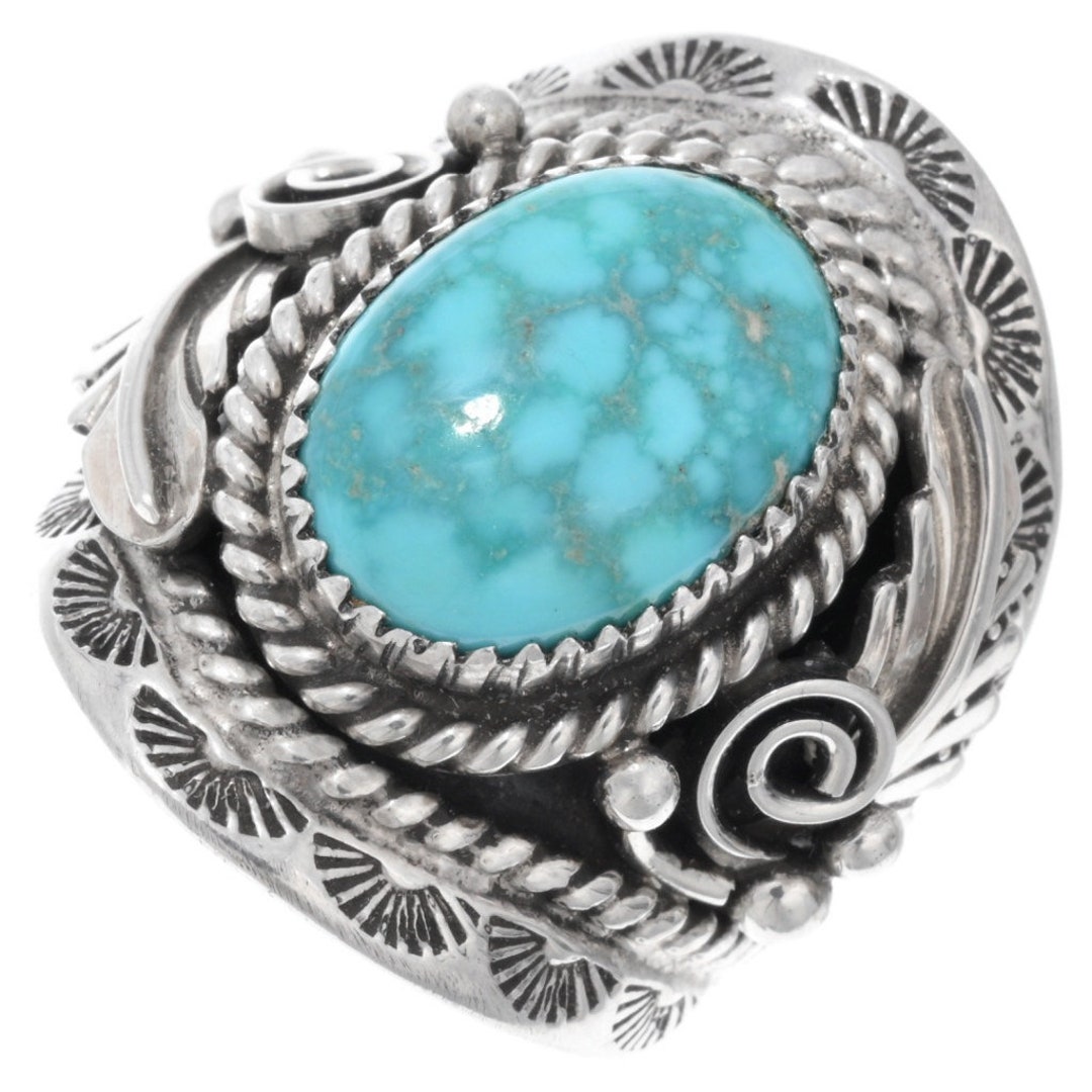 Native American Turquoise Silver Mens Ring Sterling 9 to 13 Sizes