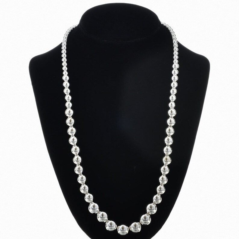 Navajo Sterling Desert Pearl Necklace Graduating Beads 3244