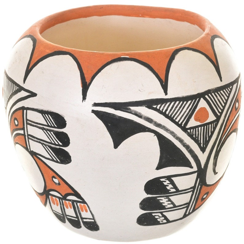 Vintage Isleta Pueblo Pottery Poychrome Rainbird Patterns by Etsy