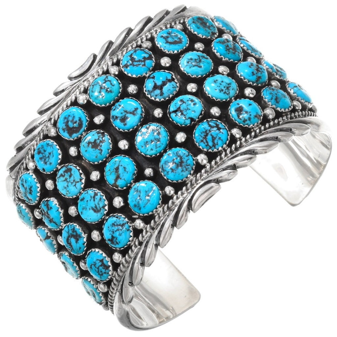 Navajo Kingman Turquoise Silver Cuff 2 Wide Sterling Bracelet 2639 - Etsy
